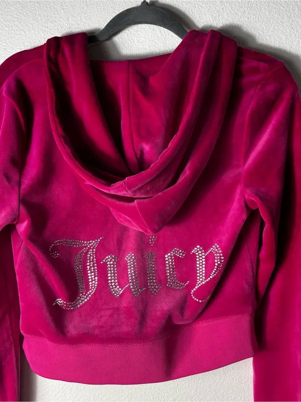 NWT Juicy Couture Free Love Velour Cropped Hoodie Size S - Image 8