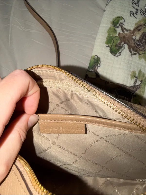 Michael Kors Tan Saffiano Leather Crossbody with Gold Logo - Image 12