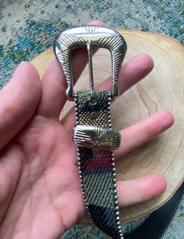 Vintage Elite western cowgirl fabric beaded belt, size medium - Image 4