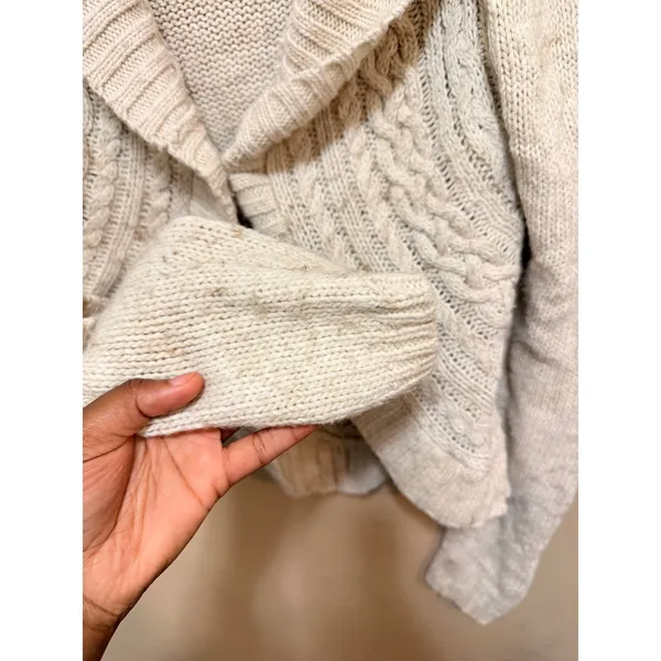 Aeropostale Womens XL Tan Cable Knit Shawl Collar Cardigan Sweater‎ - Image 7