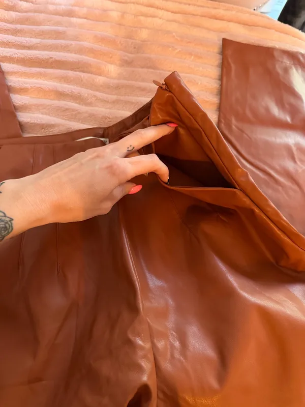 Lush Clothing Faux Leather Caramel Brown High-Rise Pants - Image 5