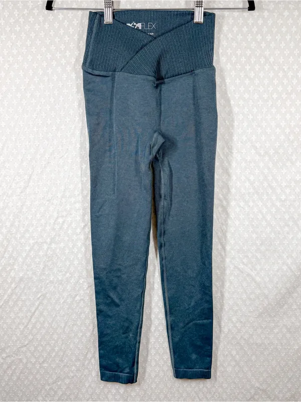 Popflex Dark Green Crossover Waist High Rise Leggings‎ - Image 2