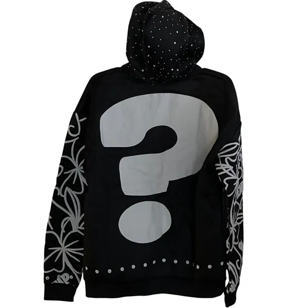 NWOT ~ Unisex Black Y2K Graphic Zip Up Hoodie Streetwear ~ Oversized Small - Image 4