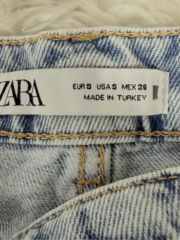Zara Denim Wrap Skort Light Wash Size S USA 4 Acid Wash 100% Cotton - Image 4