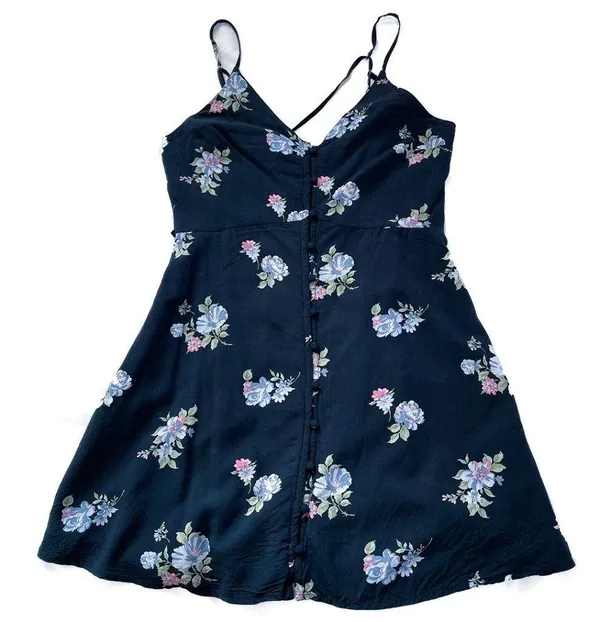 Abercrombie & Fitch Floral Mini Sundress - Navy Strappy Tie Waist - Image 6