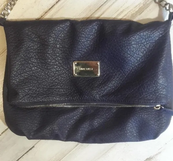 Nine West Dark Purple Leather Clutch Purse Clasp Bag Handbag - Image 2