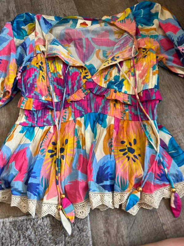Farm Rio x Anthropologie Puff-Sleeve Tie-Front Blouse - Image 3