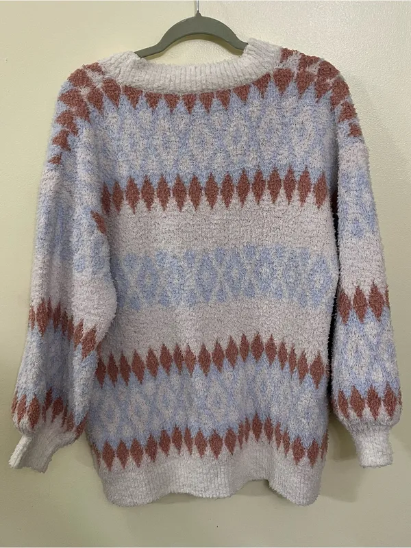 NEW Altar’d State Ivory & Blue Knit Cardigan Sweater Size Small NWT - Image 5