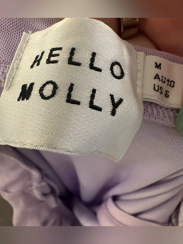 Hello Molly Social Status Strapless Mesh Frill Midi Dress‎ Lilac Medium - Image 5