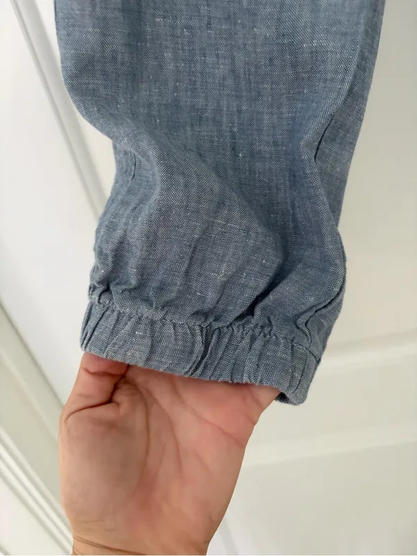Athleta Light Blue Linen Drawstring Joggers Size 0 - Image 3