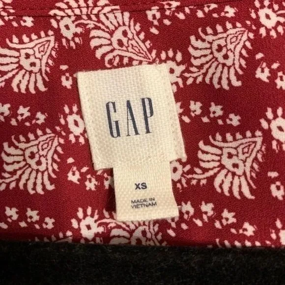 GAP Womens XS Dress Burgundy Paisley‎ Print Sleeveless Summer V-Neck Casual Mini - Image 4