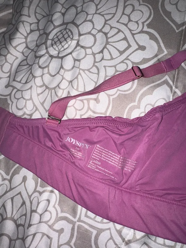 Joyspun Wireless V-Neck Bralette in Purple. Size XXL - Image 3