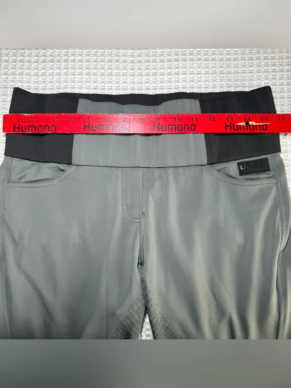 DOVER SADDLERY Riding Breeches 32 Gray Full Seat Equestrian Tights Stretch - Image 7