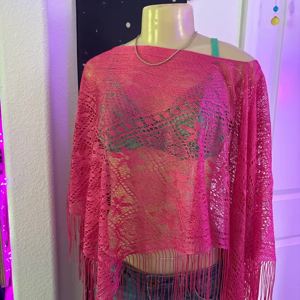 2000s Zoey Beth Pink Poncho Size 1X - Image 2