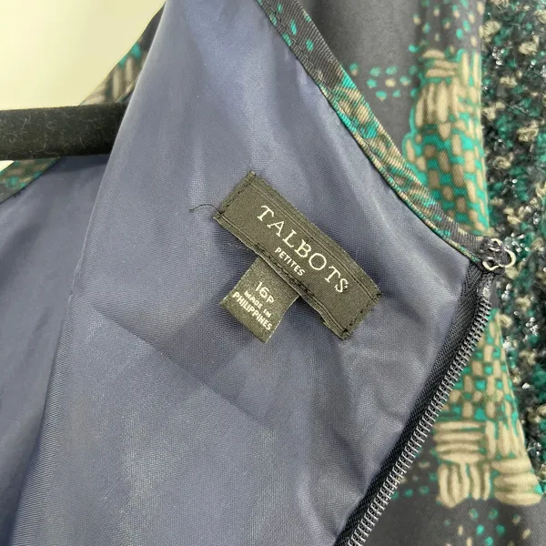 Talbots Tweed Dress Sz 16P Office Preppy Old Money Academia Mix Media Metallic - Image 11