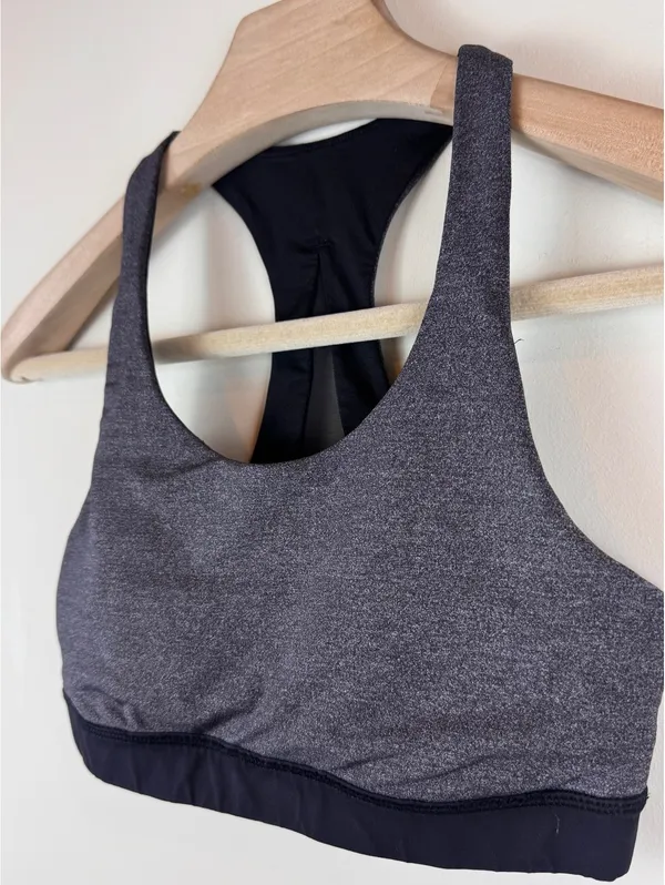 Lululemon Invigorate Bra Heathered Black Black Mesh Racerback Size 4 - Image 5