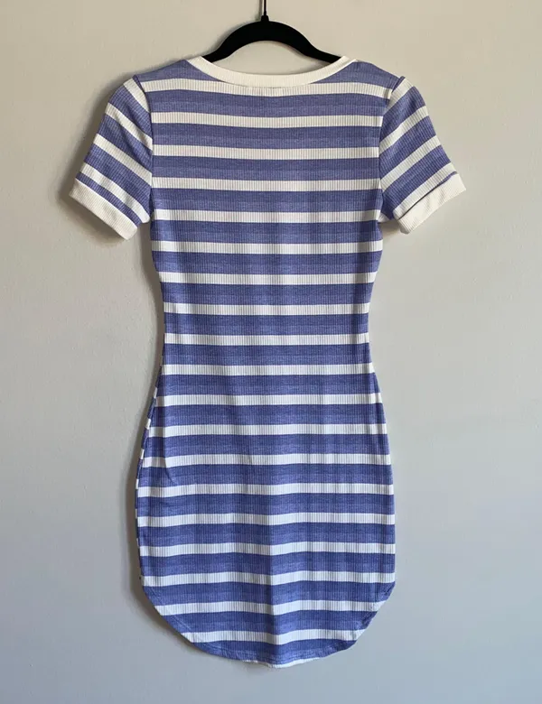 Striped Dolphin Hem T-Shirt Dress - Image 4