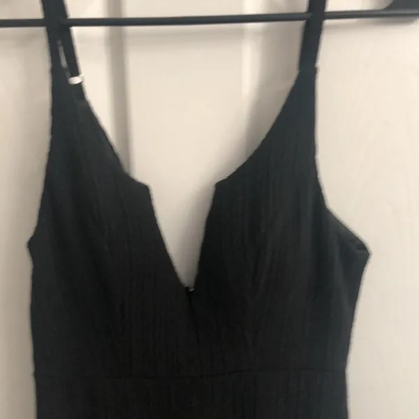 Hello Molly deep V black ribbed dress - Image 2