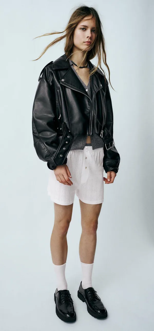ZARA jacket biker faux leather cropped coat - Image 12