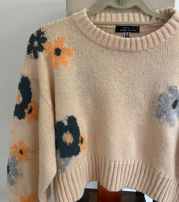 Grey Bandit Blue Blush Floral Sweater - Image 2