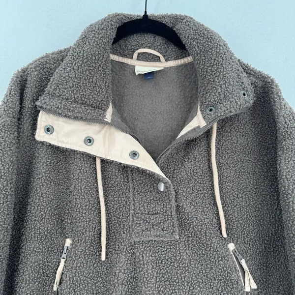 Universal Thread Sherpa Fleece Pullover Jacket L Brown Pink Trim Teddy Outdoorsy - Image 4