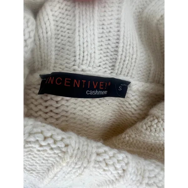 Incentive Cashmere Ivory Chunky Knit Turtleneck Sweater Made Italy Size S - Image 9