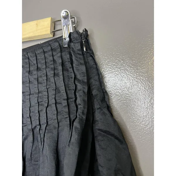 Future Collective Skirt Womens 2 Black Satin Pleated Waist Maxi Lined Full - Image 4