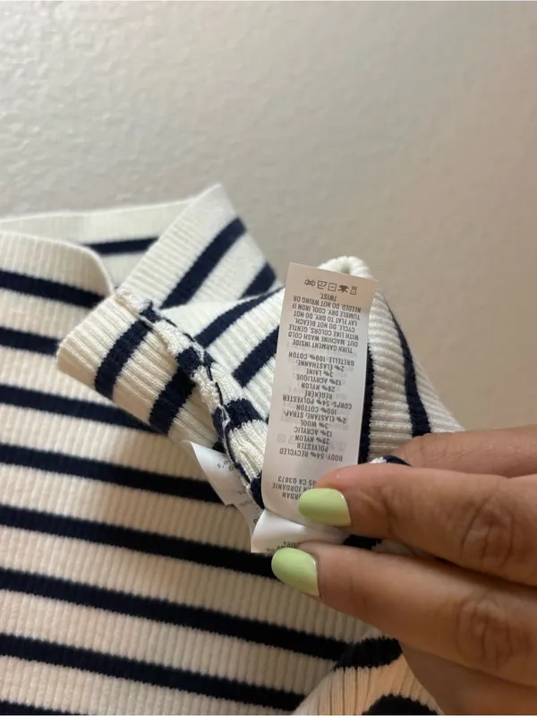 Aerie plus size XXL 2X knitted crochet ribbed cotton top blue white cotton - Image 6