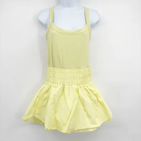 Womens Butter Yellow Tennis Pickleball Active Skort Romper‎ Athletic Size L - Image 3