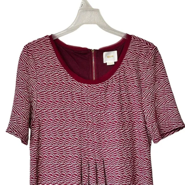 Anthropologie Maeve Dora Large Shirt Dress Red Textured Lined - Image 5