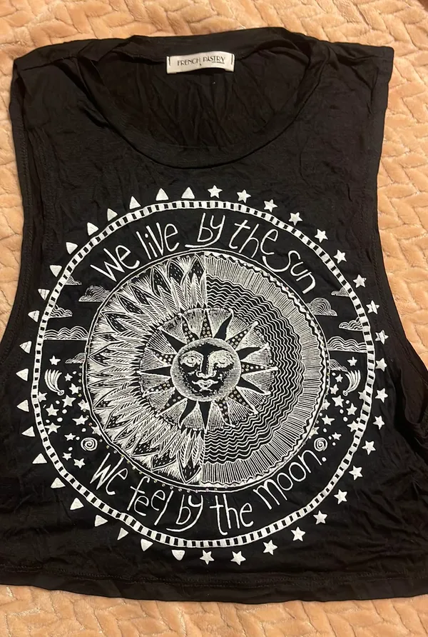 French Pastry Cropped Tanktop Black Size Small We Live By The Sun ~ We Feel By The Moon - Image 2