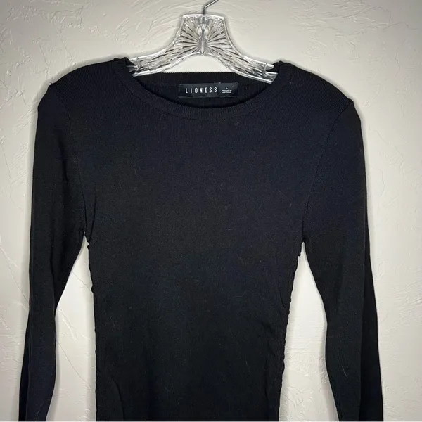 Lioness Black Easy‎ Village Long Sleeve Cinched Sides Sweater Dress - Image 4