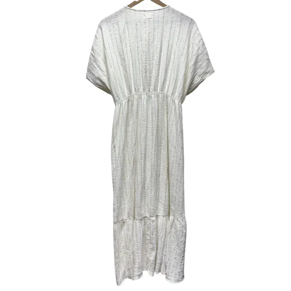 Aerie White Gold Stripe Relaxed Maxi Beach Robe Sz M Cover Wrap Boho‎ Coastal - Image 2