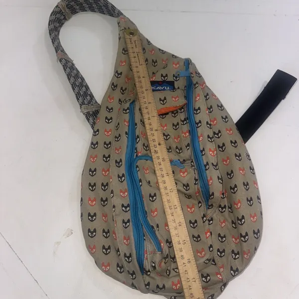 KAVU Cattitude Cats Orange Black Fox Hiking Outdoor Gorpcore Rope Sling Bag - Image 3