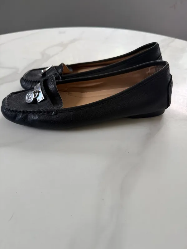 MICHAEL Michael Kors Black Leather MK Charm Loafers - Image 3