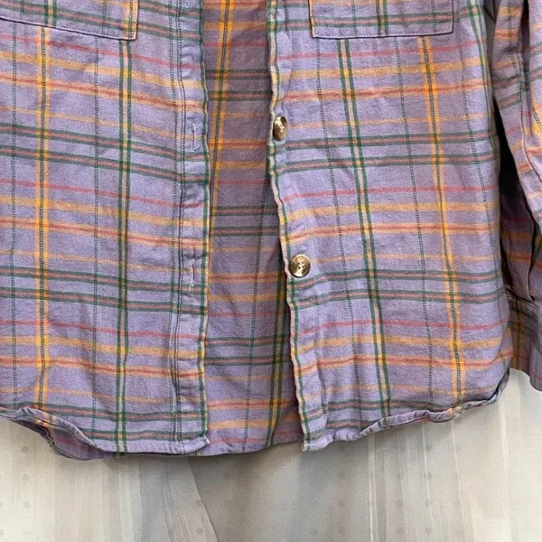 The Nines Boutique XS Purple Plaid checkered Button Down flannel - Image 5