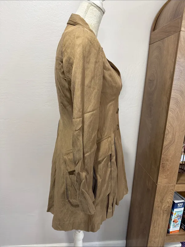 CAbi Tan Tailored Button-Front Trench Coat #840 - Image 2