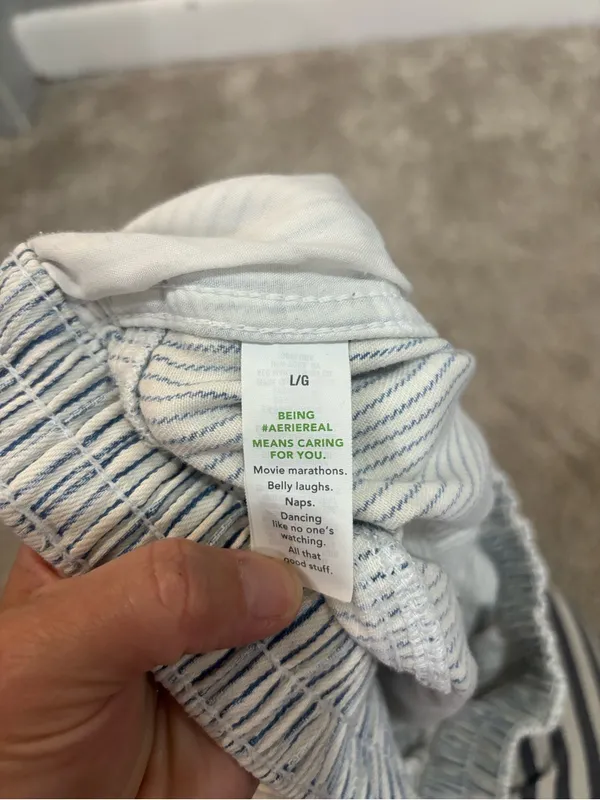 Aerie Blue & White Striped Chambray Casual Shorts Size Large Summer Beachy - Image 8