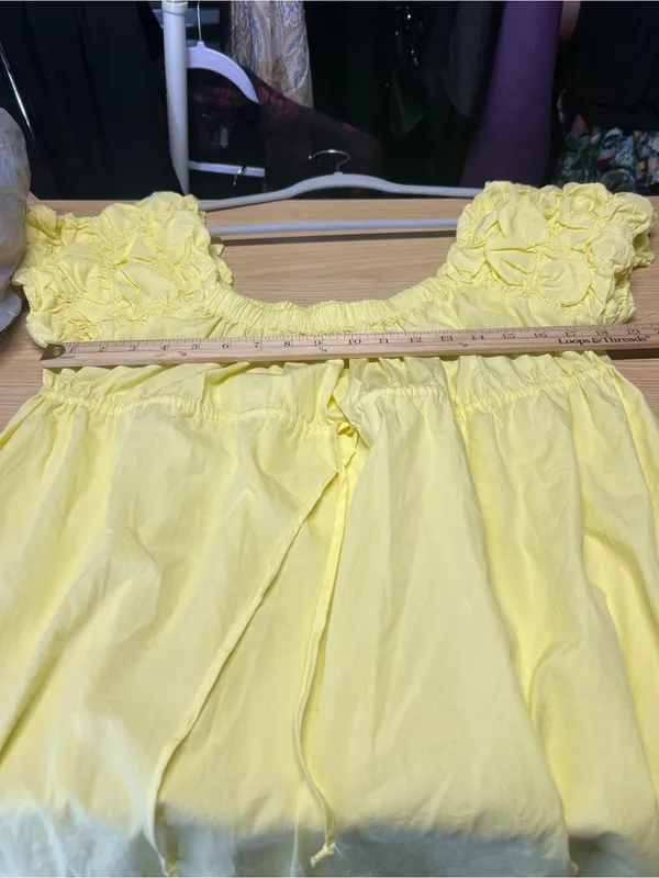 Free People Free-est Flaunt It Yellow Puff Sleeve Mini Dress Size L - Image 11