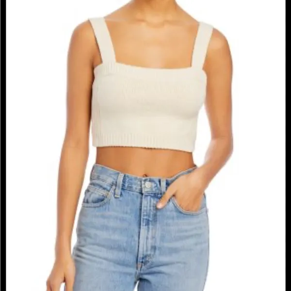 A.L.C. Women’s Winona Cream Cashmere Blend Cropped Knit Tank Top Large‎ - Image 2