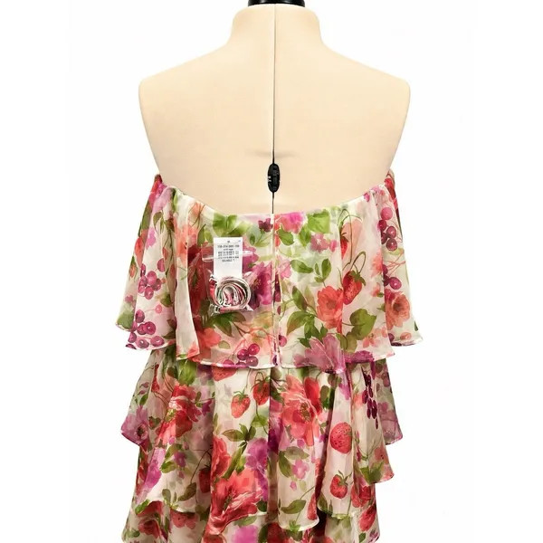 Abercrombie & Fitch Floral Strawberry Sheer Lined Tiered Strapless Dress NWT - Image 3