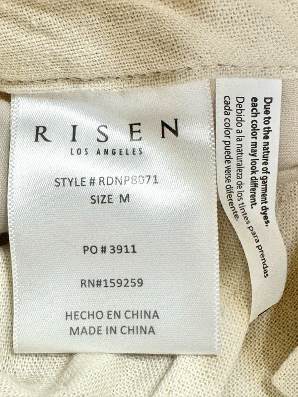 Risen Jeans Linen Blend Wide-Leg Pleated Trouser Pants Size Medium - Image 13