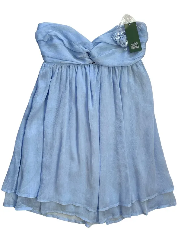 Light Blue Strapless Babydoll Mini Dress - Image 3
