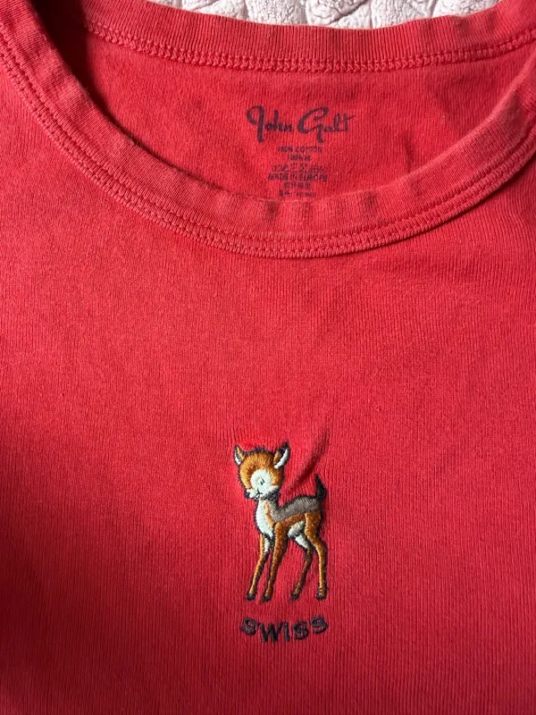 Brandy Melville Red Ashlyn Swiss Deer Baby Tee - Image 3