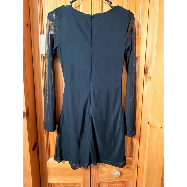 Princess Polly Black Mesh Long Sleeve Mini Dress Square Neck Wrap US 4 NWT - Image 2