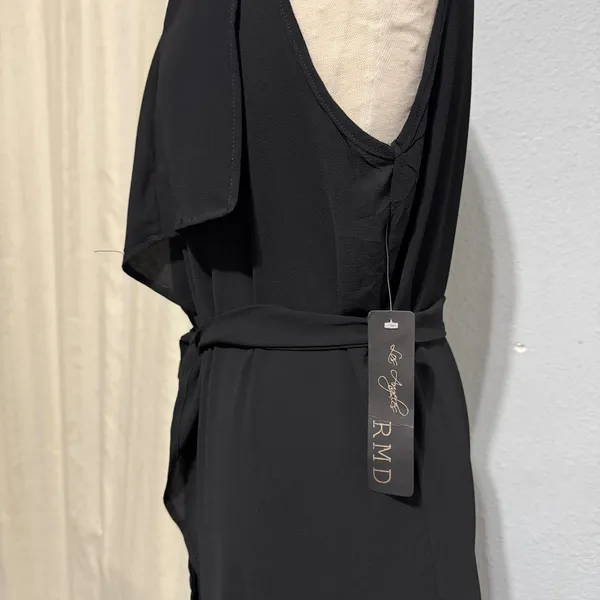 RMD Los Angeles Black Sleeveless Waterfall Duster Vest Belted Open‎ Front Small - Image 6