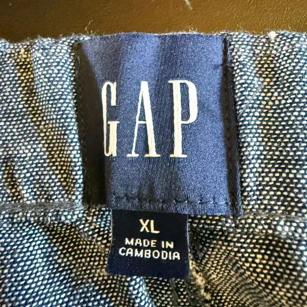 GAP Womens Large Tan White Striped Linen Blend Wide Leg Drawstring Pants - Image 7