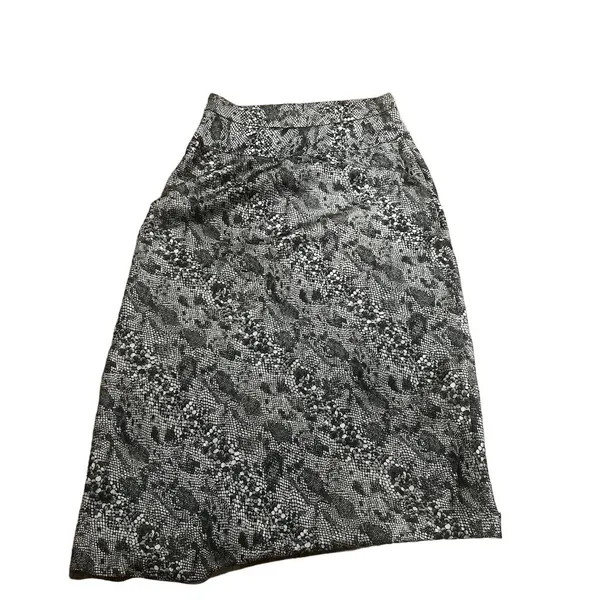 Free People Women's Midi Satin Slip Skirt Snake Skin Print Size 6 Gray - Image 5