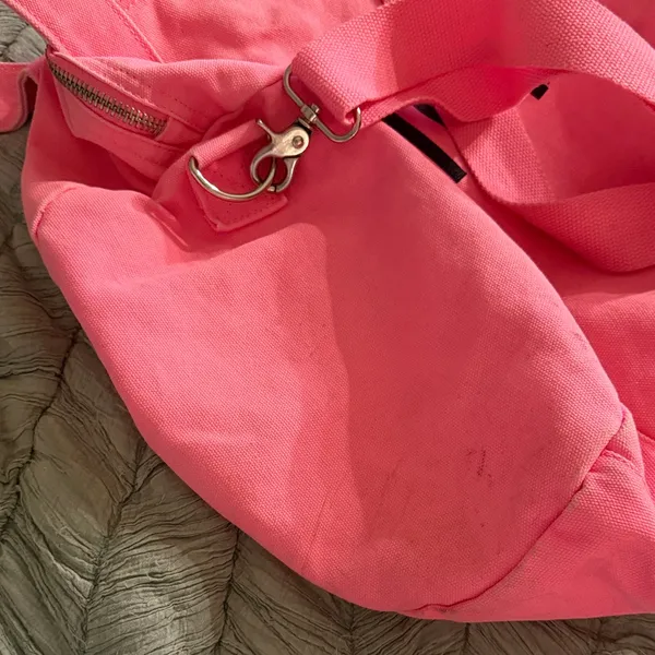 PINK Victoria's Secret Neon Pink Canvas Duffle Bag - Image 6