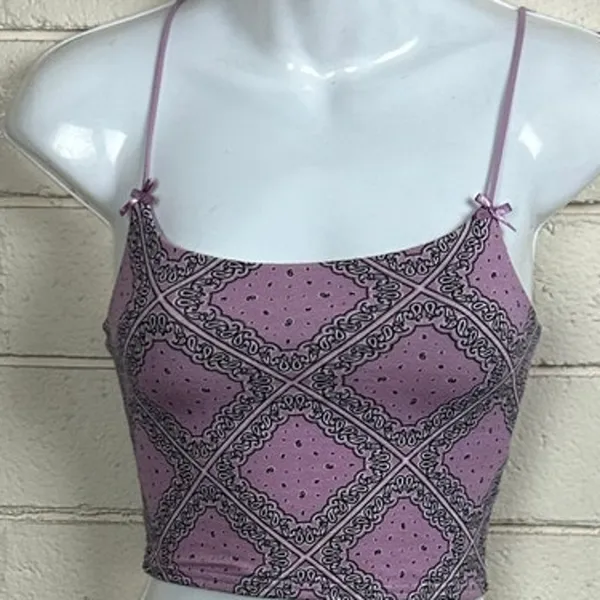PacSun purple bandana print cropped cami top size XS - Image 5